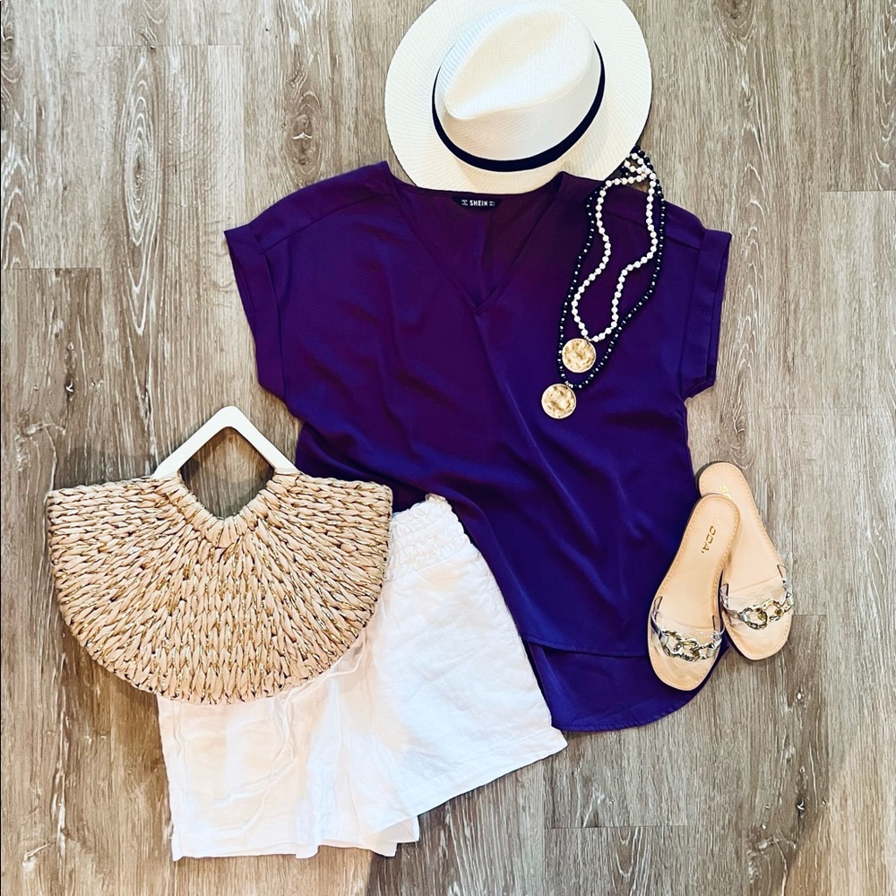 Shein silky purple high/low top size large
